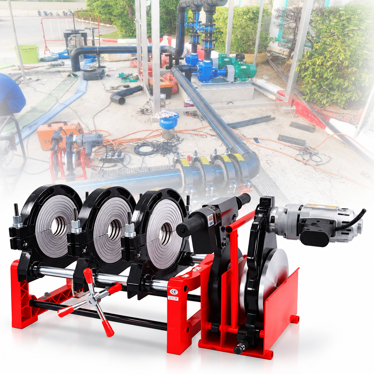 เครื่องเชื่อมท่อแบบมมือหมุน รุ่น PE160R4M สำหรับงานท่อHDPE