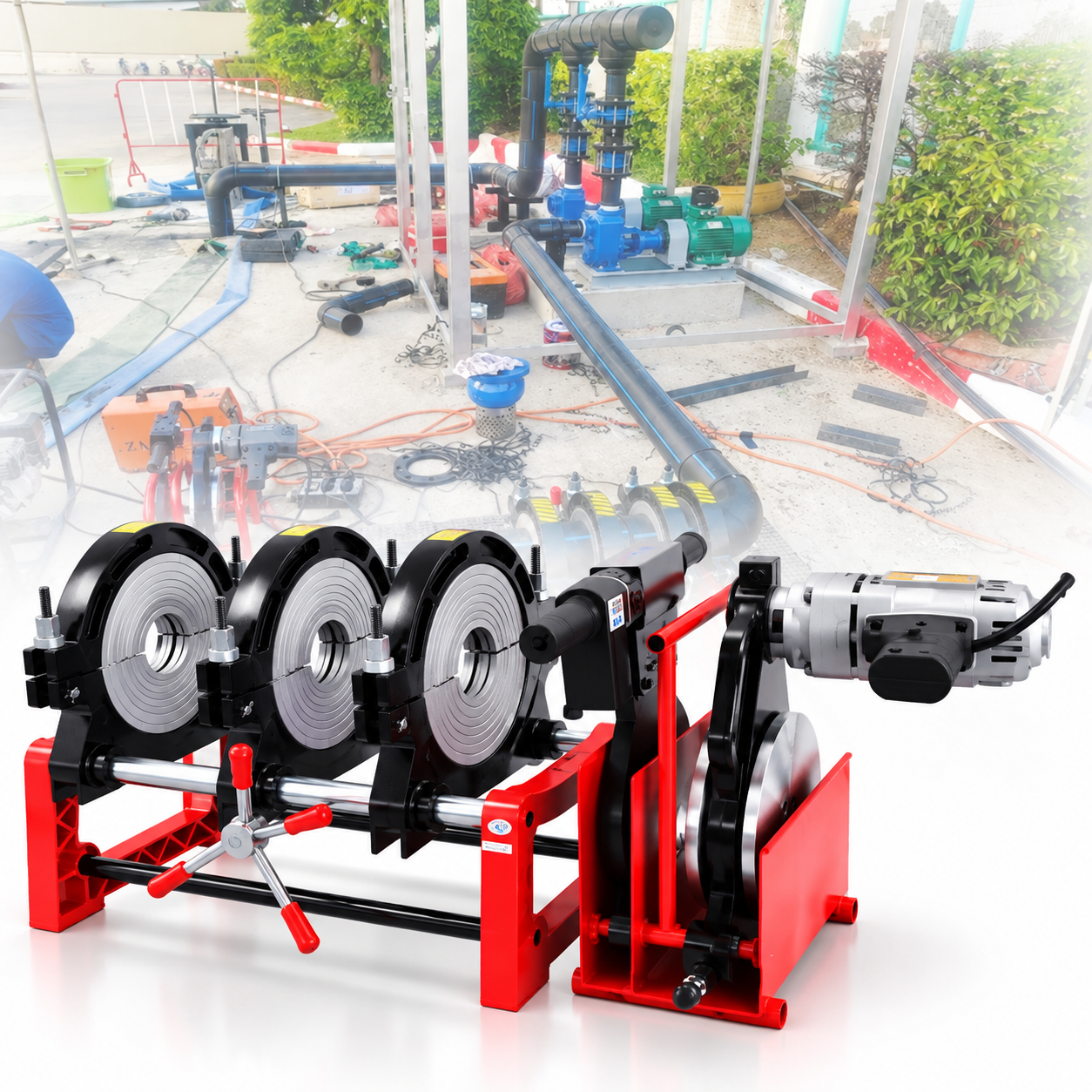 เครื่องเชื่อมท่อแบบมมือหมุน รุ่น PE200R4M สำหรับงานท่อHDPE