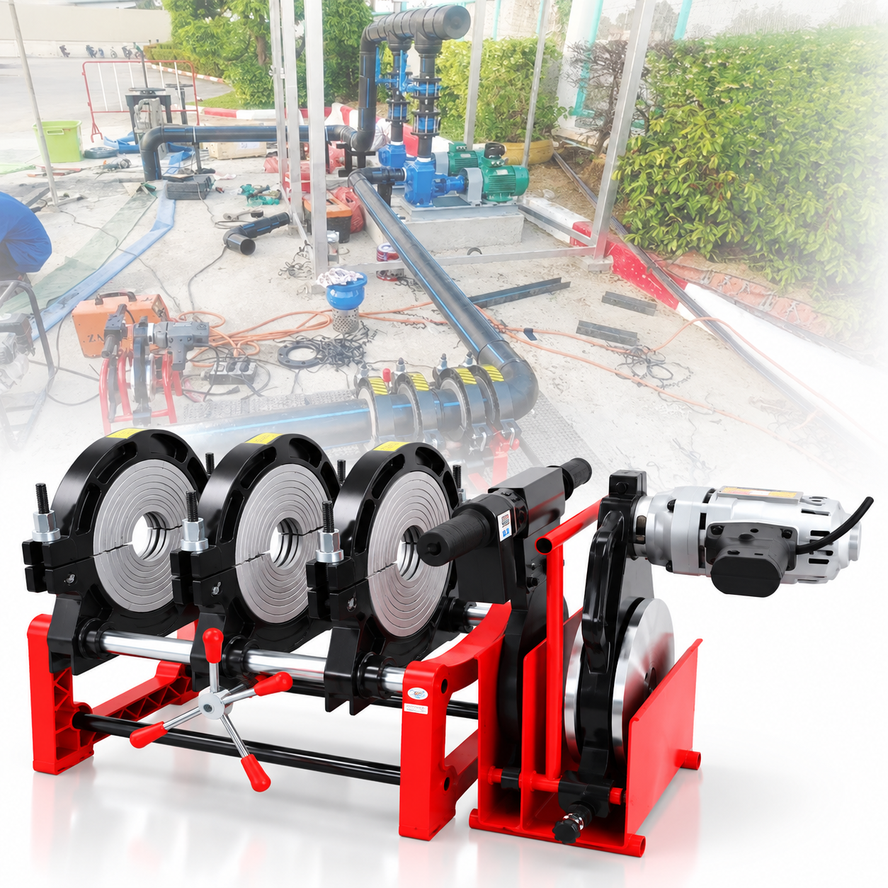 	เครื่องเชื่อมท่อแบบมมือหมุน รุ่น PE250R4M สำหรับงานท่อHDPE